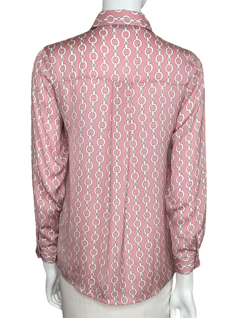 Camisa Zara Estampado De Cadenas Rosado-Talla XS