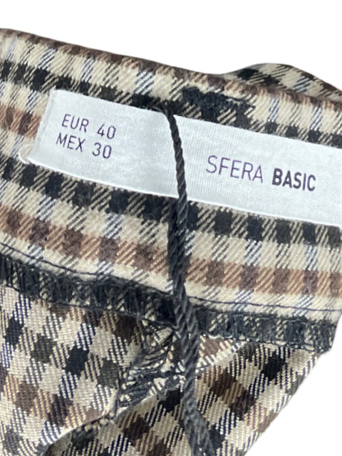Pantalón Sfera Basic Cuadros Marrón-Talla 40