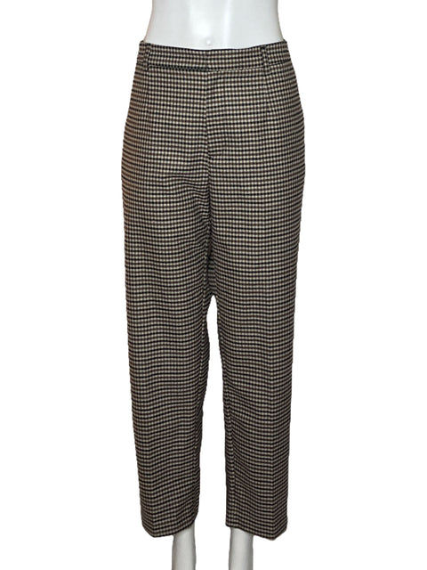 Pantalón Sfera Basic Cuadros Marrón-Talla 40