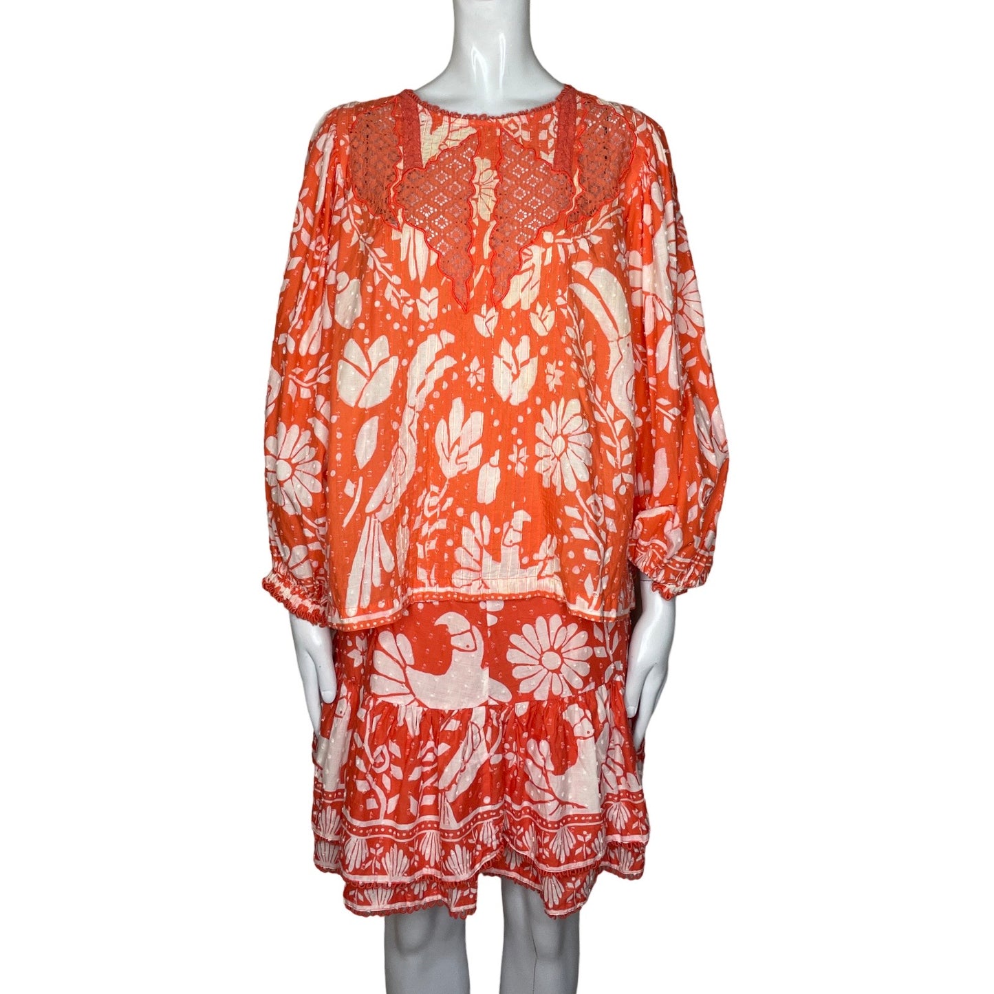 Set FARM RIO Blusa y Falda Floral Naranja - Talla S