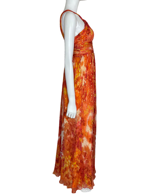 Vestido Aidan Mattox Maxi Halter Naranja-Talla 6