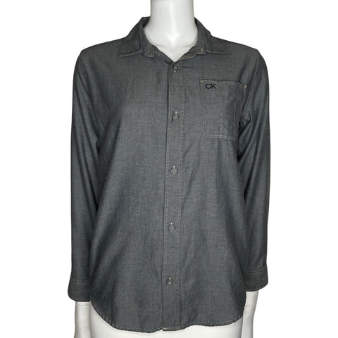 Camisa Calvin Klein Manga Larga Gris-Talla L