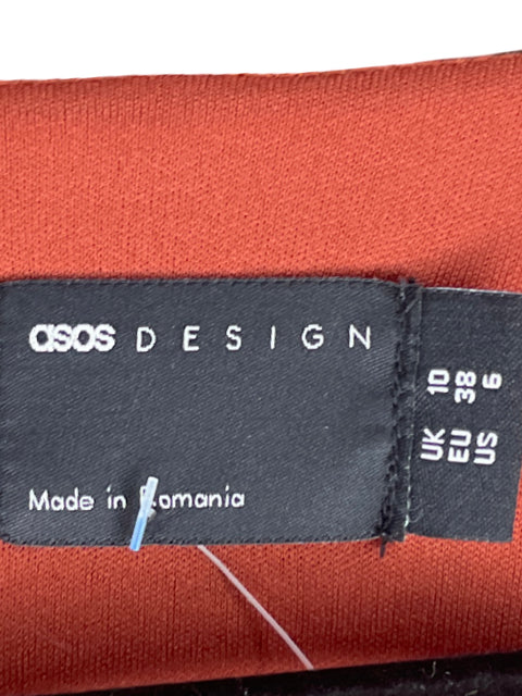 Vestido Asos Desing Abullonado Marrón-Talla 6