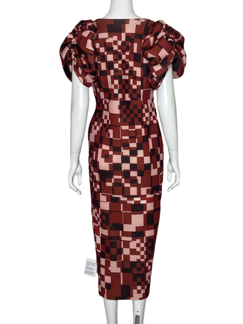 Vestido Asos Desing Abullonado Marrón-Talla 6