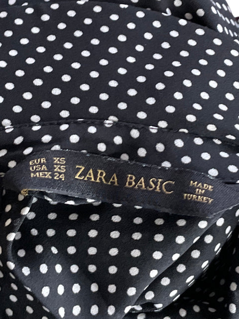 Camisa Zara Media Manga Puntos Negro-Talla XS
