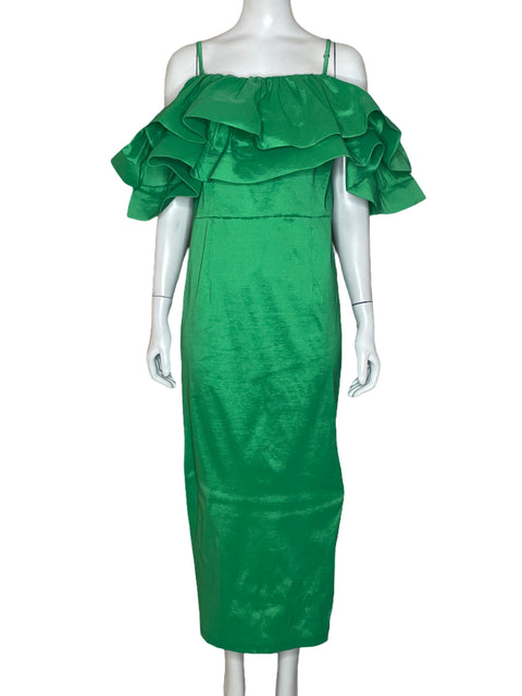 Vestido Aomei Vuelos Off Shoulder Verde-Talla M
