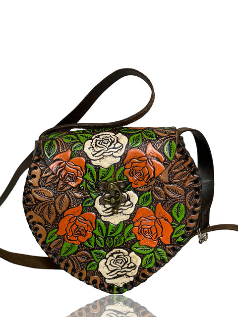 Bolso Tesoro TPS Piel Repujada Floral Marrón-Talla M