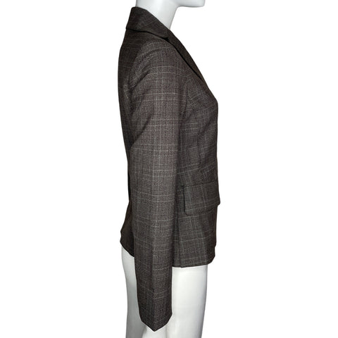 Blazer Anne Klein Stretch Cuadros Marrón-Talla 0
