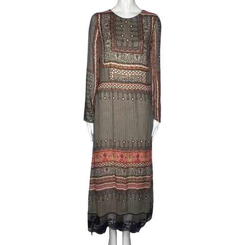 Vestido  Zara Borde Encaje Marron-Talla S