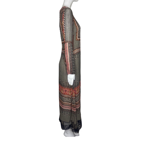 Vestido  Zara Borde Encaje Marron-Talla S