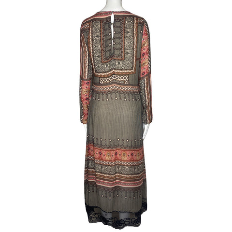 Vestido  Zara Borde Encaje Marron-Talla S