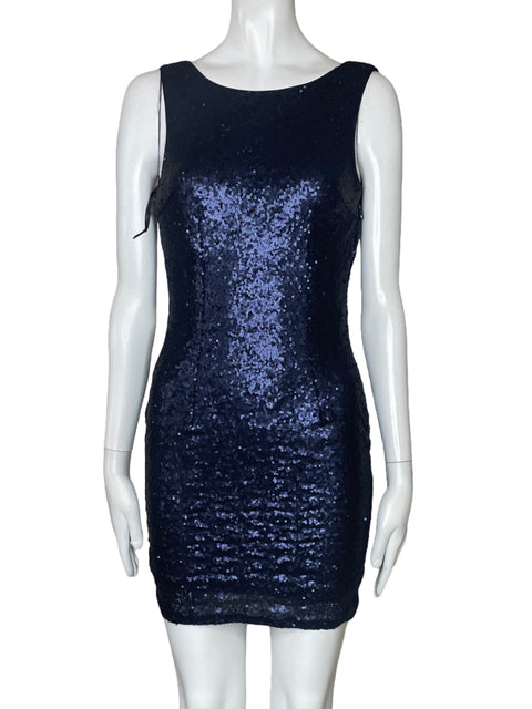 Vestido Lulus Lentejuela Open Back Azul-Talla XS