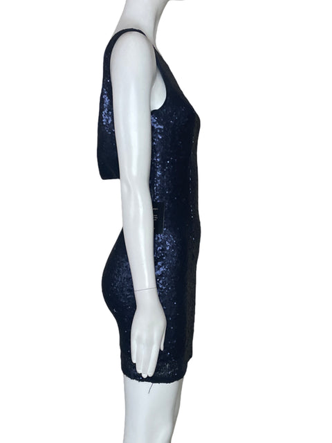 Vestido Lulus Lentejuela Open Back Azul-Talla XS