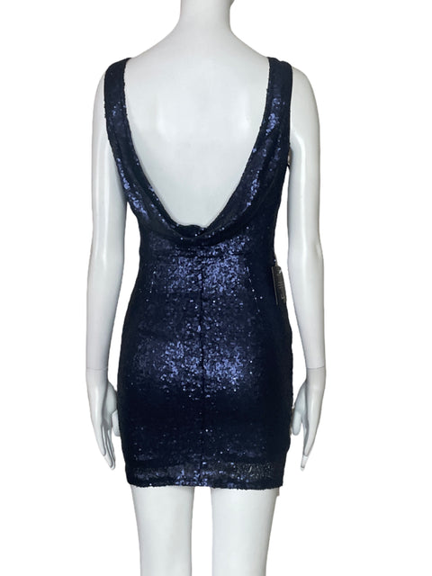 Vestido Lulus Lentejuela Open Back Azul-Talla XS