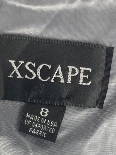 Vestido Xscape Acampanado Off Shoulder Gris-Talla 8