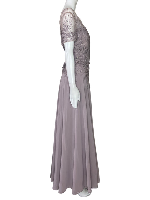 Vestido Elizabeth K By Gis Hojas Pedreria Morado-Talla XXL
