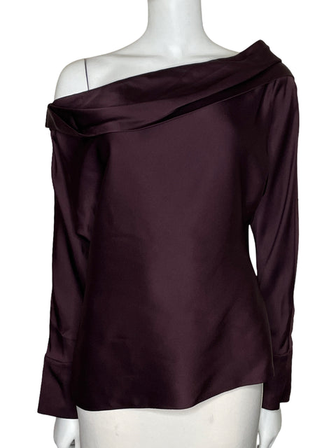 Blusa Zara Manga Larga Satinada Morado-Talla M