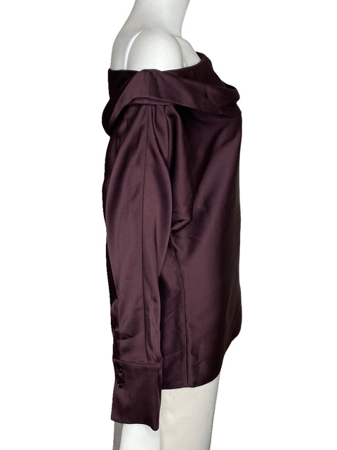 Blusa Zara Manga Larga Satinada Morado-Talla M