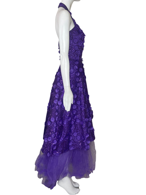 Vestido Valar Halter Pedreria Morado-Talla L