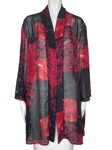 Cardigan Renaissance Estampado Rojo-Talla XL