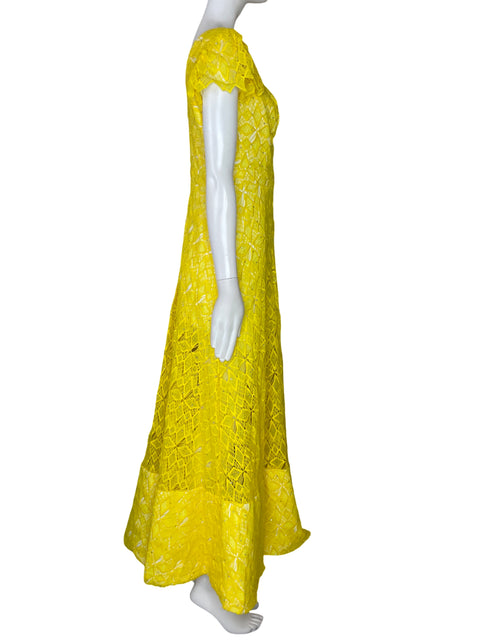 Vestido Valar Tejido Pedreria Amarillo-Talla XL