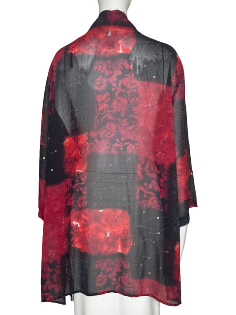 Cardigan Renaissance Estampado Rojo-Talla XL