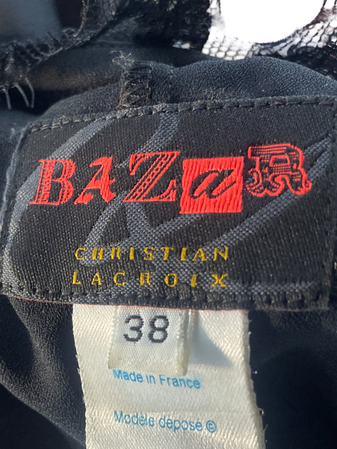 Vestido Christian Lacroix Bazar Encaje Negro-Talla 38