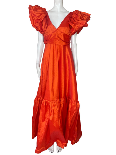 Vestido Diego Aldana Desing Puff Naranja-Talla XL