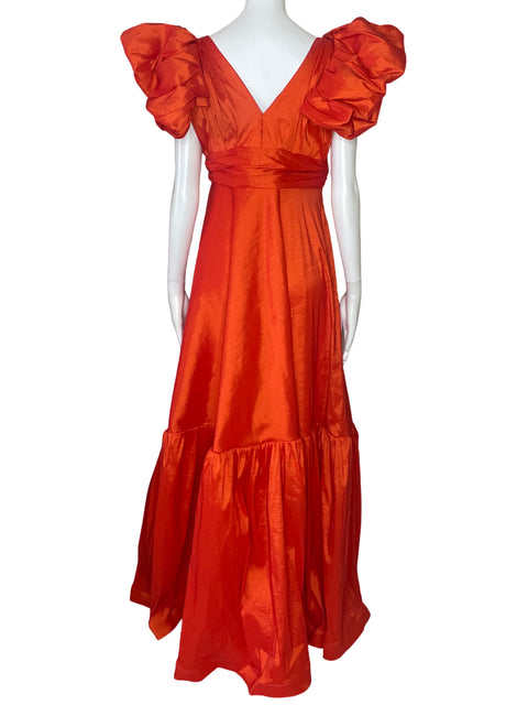 Vestido Diego Aldana Desing Puff Naranja-Talla XL