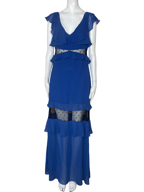 Vestido BCBG Vuelo Encaje Azul-Talla 6