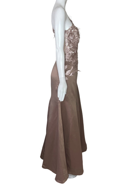 Vestido Valar Encaje One Shoulder Marron-Talla XL