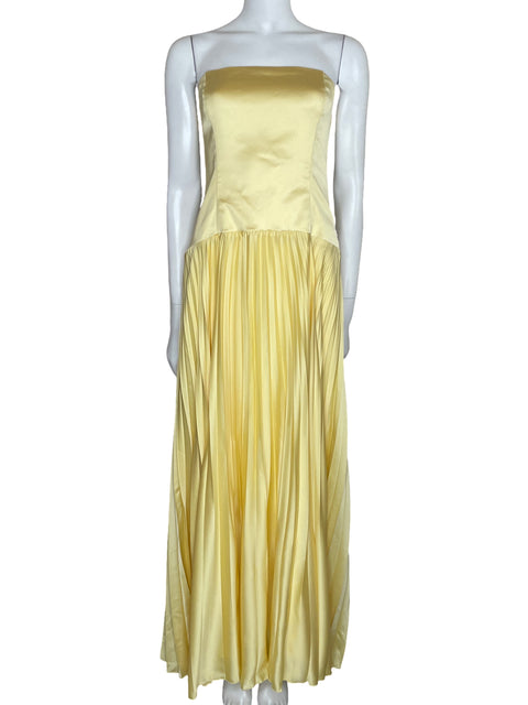 Vestido Abercrombie & Fitch Plisado Amarillo-Talla L