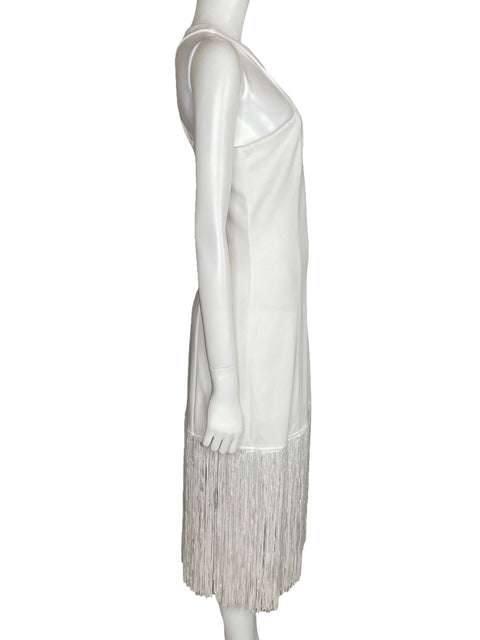 Vestido INA Halter Flecos Blanco-Talla M