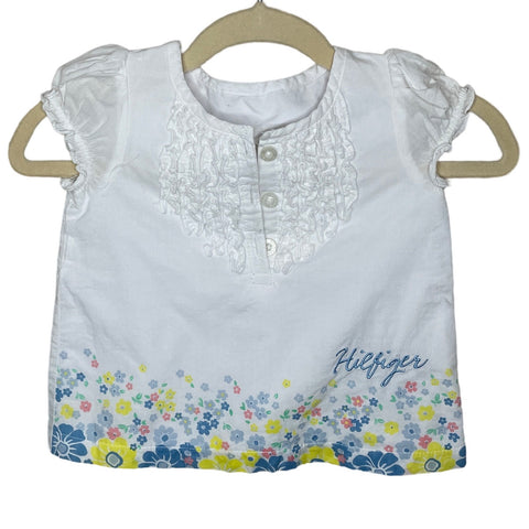 Blusa Tommy Hilfiger Flores Blanco-Talla 12 M