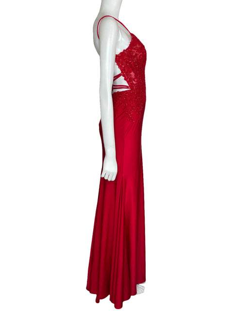 Vestido Sherri Hill Maxi Corsé Rojo-Talla 4