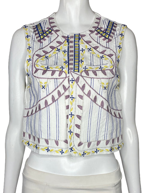 Chaleco Tesoro Tps Bordado Sin Boton Blanco-Talla S