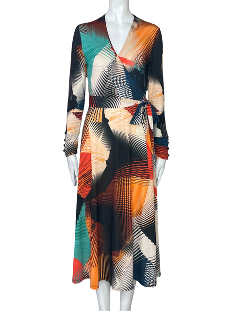 Vestido Karen Millen Estampado Abstracto Naranja-Talla 2
