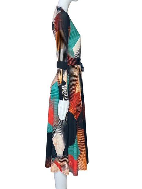 Vestido Karen Millen Estampado Abstracto Naranja-Talla 2