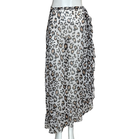 Falda New Look Pareo Animal Print Blanco-Talla S