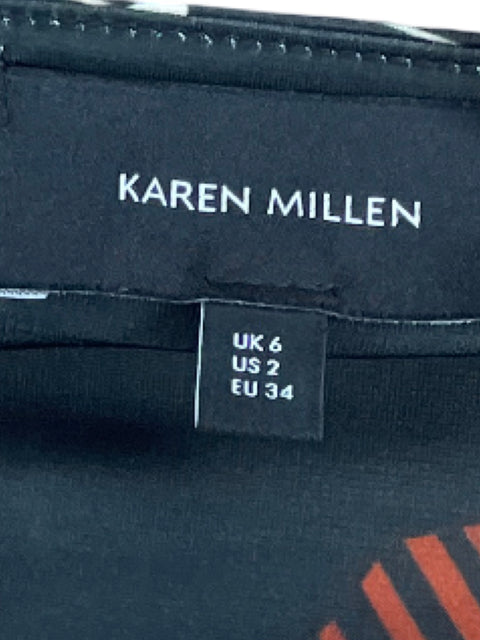 Vestido Karen Millen Estampado Abstracto Naranja-Talla 2