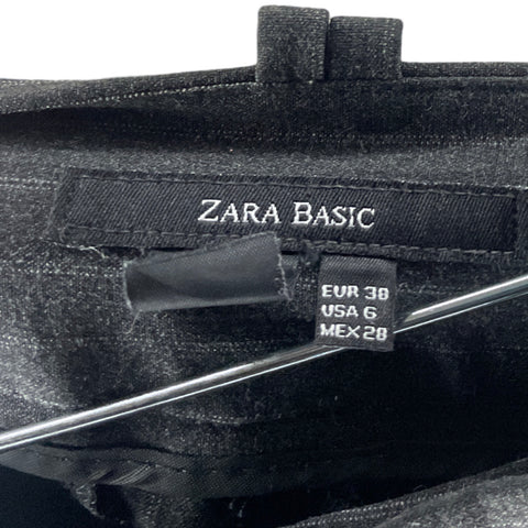 Pantalón Zara Liso Rayas Gris-Talla 6