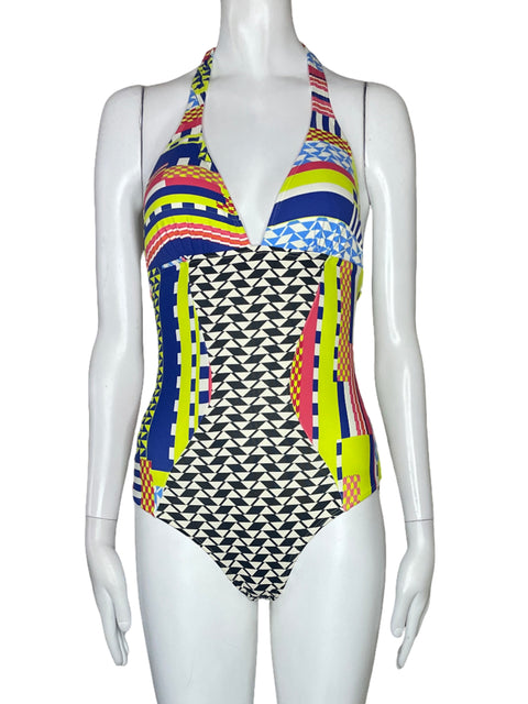 Vestido de Baño Onda De Mar Abstracto Negro-Talla S