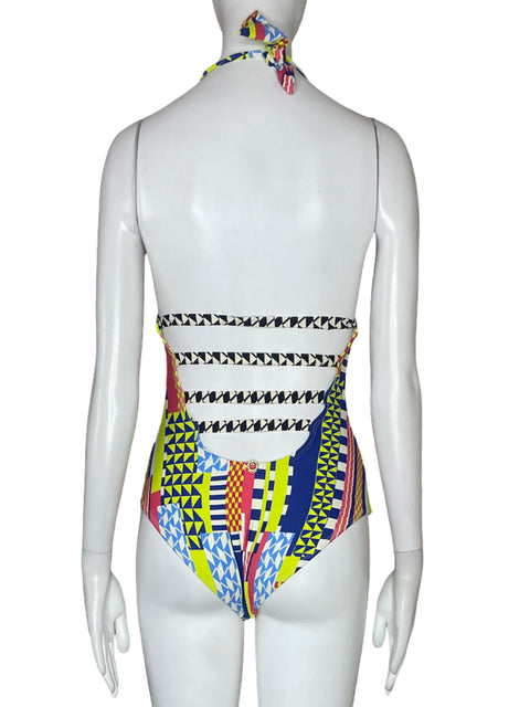 Vestido de Baño Onda De Mar Abstracto Negro-Talla S