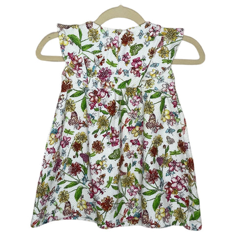 Vestido Zara Floral Vuelos Blanco-Talla 16-24M