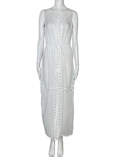 Salida de Baño Onda De Mar Bordado Blanco-Talla S