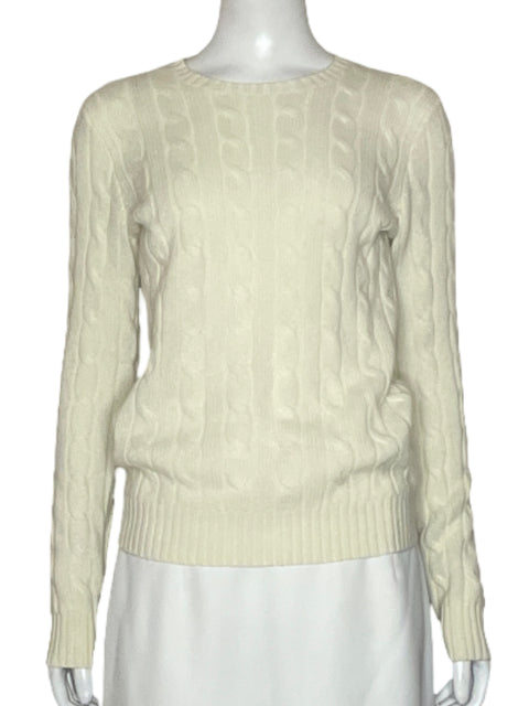 Sweater Polo Ralph Lauren Cable-Knit Blanco-Talla S