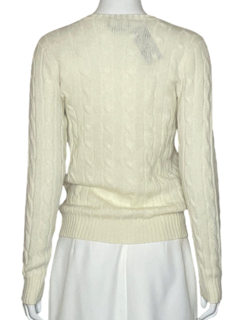 Sweater Polo Ralph Lauren Cable-Knit Blanco-Talla S