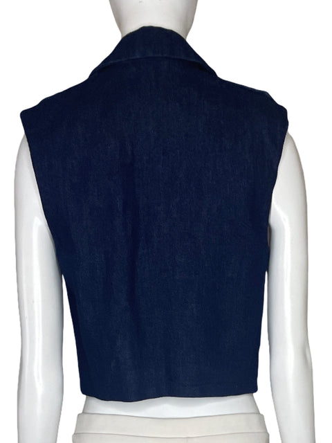 Chaleco Zara Denim Boton Azul-Talla XS