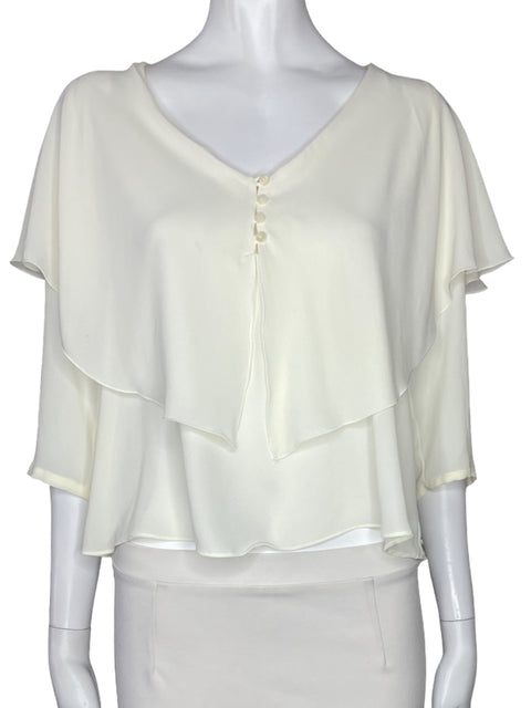 Blusa Zara Vuelo Mangas 3/4 Blanco-Talla S