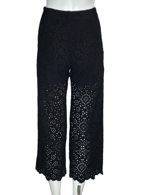 Pantalón Zara Troquelado Negro-Talla 2